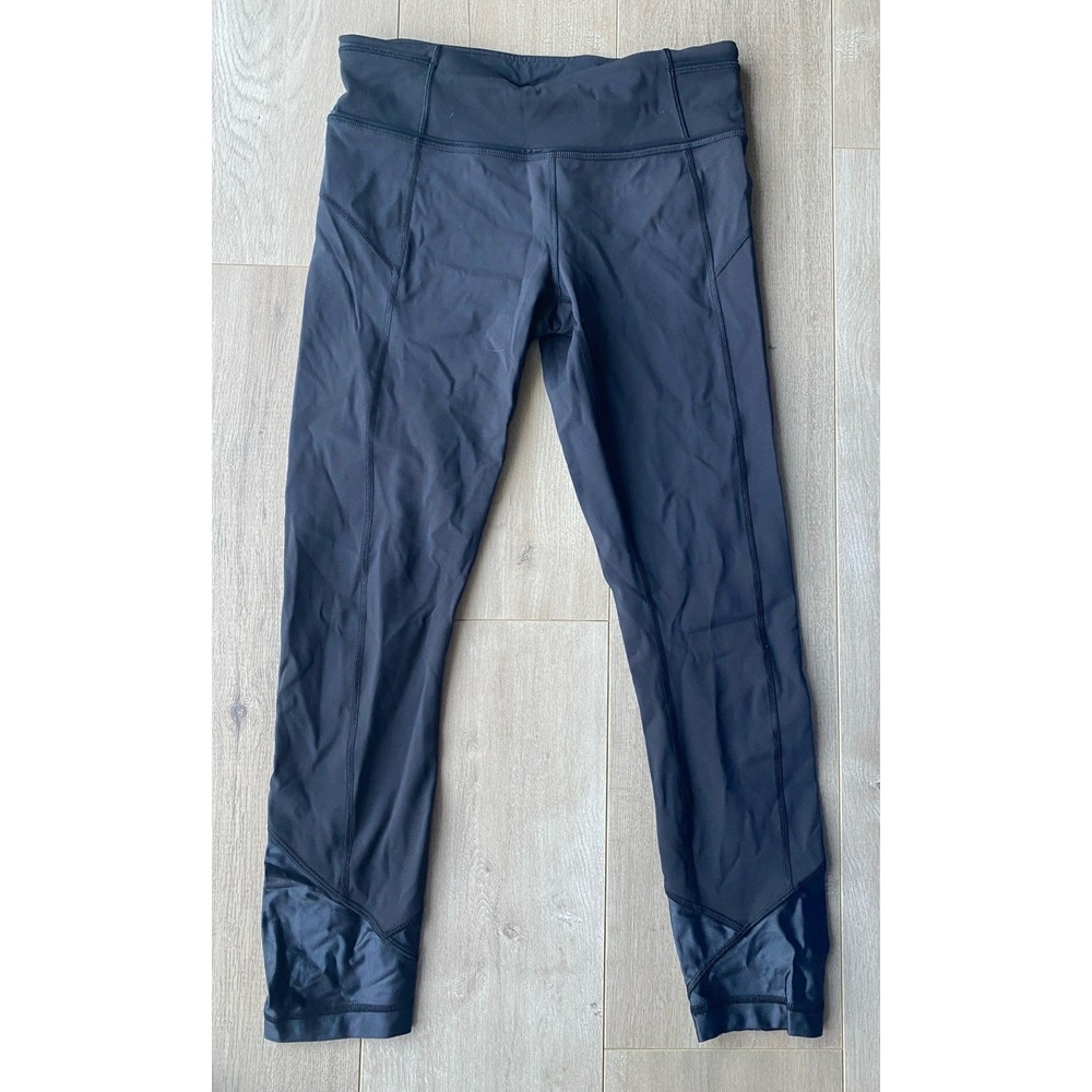 Lululemon Pace Queen Leggings Size 6 Black Shiny Ruched
